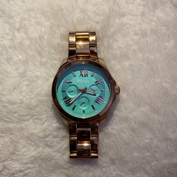 Women's Fossil Watch (Rose Gold/Turquoise Face) - Picture 1 of 1